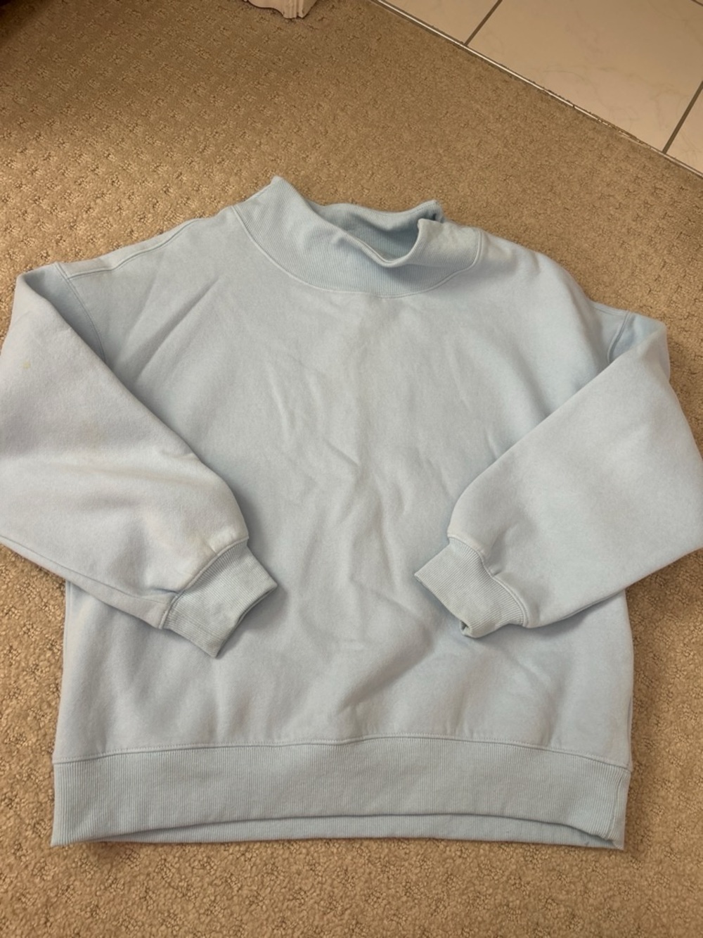 Relaxed Light Blue Mock Neck Sweatshirt